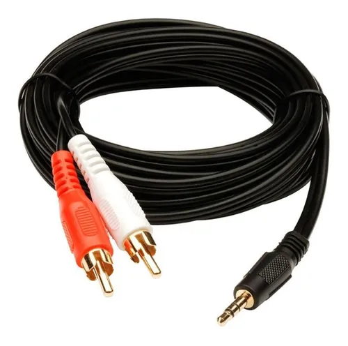 3 metros cable RCA 3x3 de puntas doradas para audio y video - Tecnopura