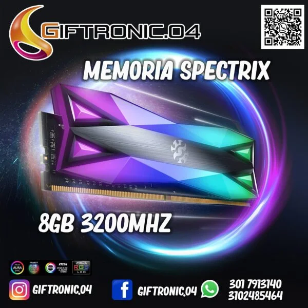Memoria RAM Spectrix D60G gamer color tungsten grey 8GB 1 XPG AX4U32008G16A-ST60