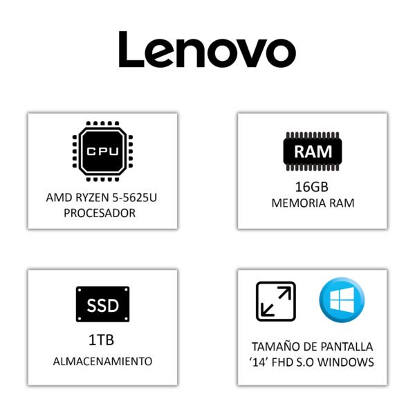 Portátil LENOVO 14' AMD R5-5625U RAM 16GB - 1TB SSD Blue — foto 8 de 8