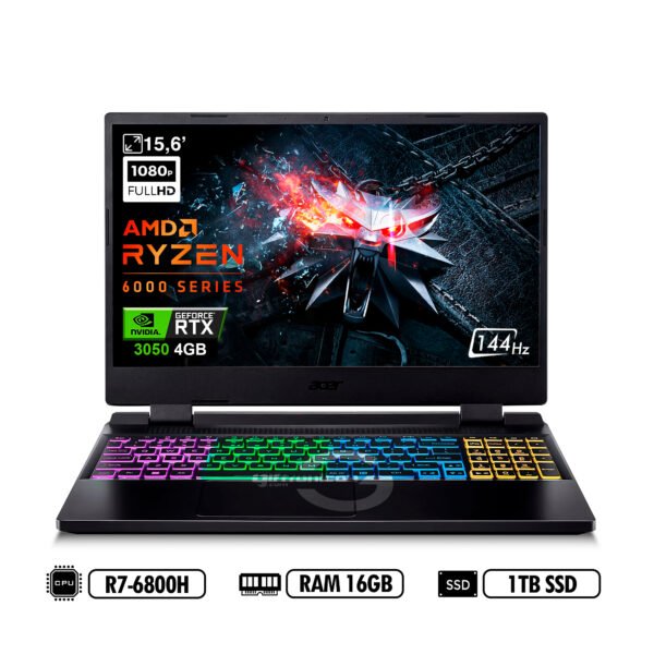 PORTATIL GAMER ACER NITRO AN515-46-R90E 15,6' FHD AMD R7-6800H RAM 16GB 1TB SSD RTX3050 4GB Black