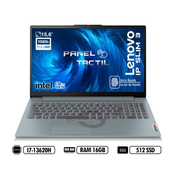 Portátil LENOVO IP SLIM 3 15IRH8 TOUCH INTEL I7-13620H RAM 16GB LPDDR5 512GB SSD GRAY