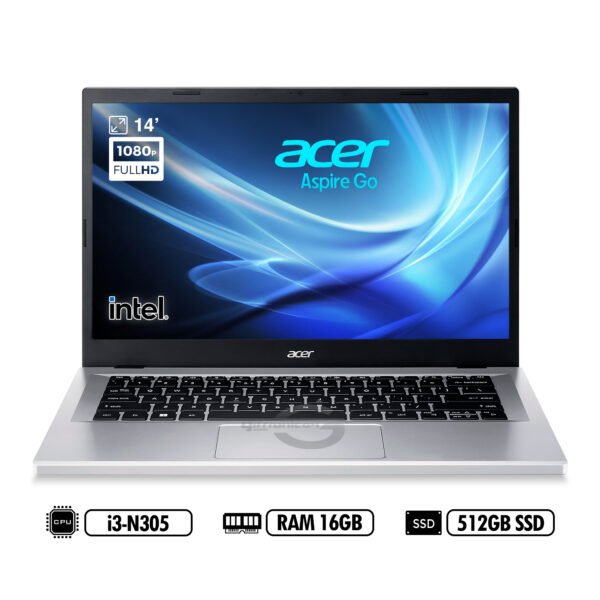 Portátil ACER ASPIRE GO AG14-31P-35FJ INTEL I3-N305 RAM 16GB 512GB SSD SILVER