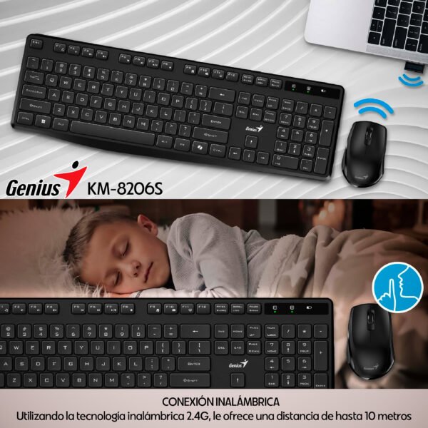 Combo Teclado y Mouse Genius KM-8206S Inalámbrico Black — foto 4 de 6