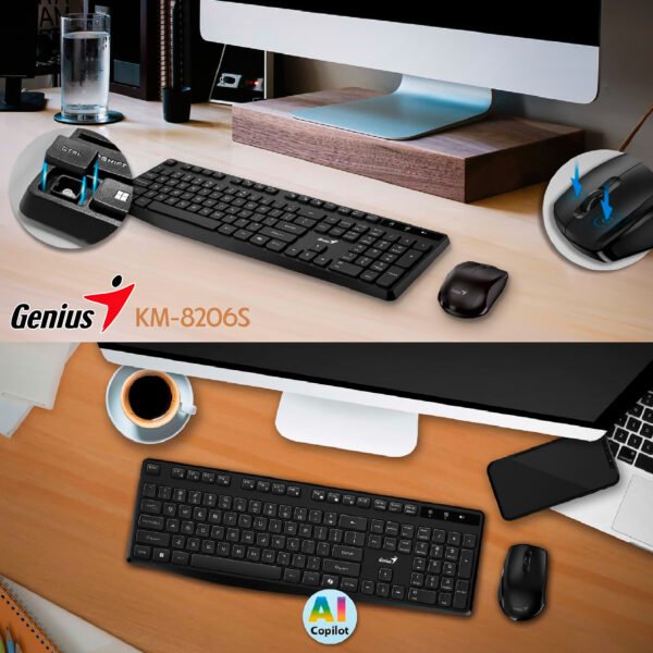 Combo Teclado y Mouse Genius KM-8206S Inalámbrico Black — foto 5 de 6