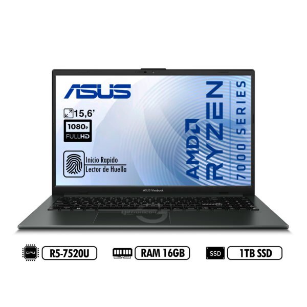PORTATIL ASUS 15,6' FHD E1504F AMD R5-7520U RAM 16GB LPDDR5 1TB SSD BLACK