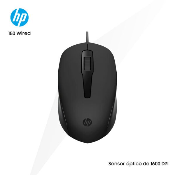 Mouse HP Alámbrico Óptico 150 Wired Negro