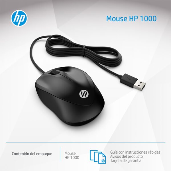 Mouse HP Alámbrico Óptico 1000 Negro