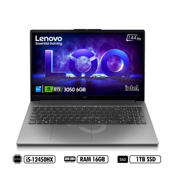 Portátil Gamer LENOVO LOQ 15.6" FHD 15IAX9E Intel i5-12450HX RAM 16GB DDR5 1TB SSD RTX3050 6GB GRAY