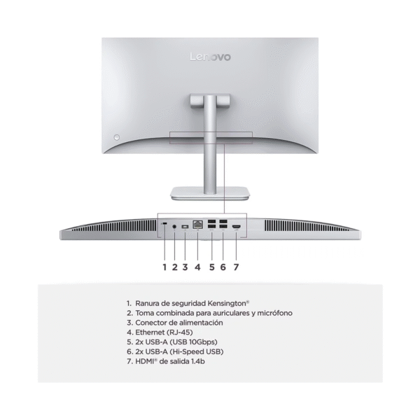 AIO LENOVO 23,8' FHD A100 INTEL N100 RAM 8GB DDR5 512GB SSD BLANCO — foto 6 de 7