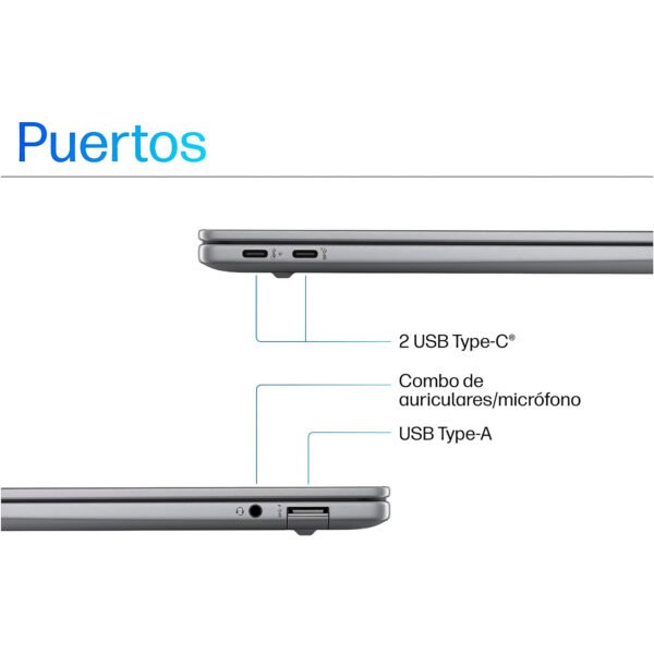 Portátil HP OmniBook X 14" 2K Fe0001la Táctil Snapdragon X Elite X1E - RAM 16GB 1TB SSD Silver — foto 6 de 8