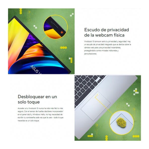 Portátil ASUS Vivobook 15.6" FHD M1502Y AMD R7-7730U RAM 16GB DDR4 512GB SSD Plateado — foto 6 de 8