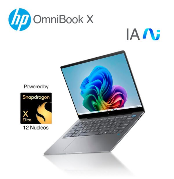 Portátil HP OmniBook X 14" 2K Fe0001la Táctil Snapdragon X Elite X1E - RAM 16GB 1TB SSD Silver — foto 2 de 8