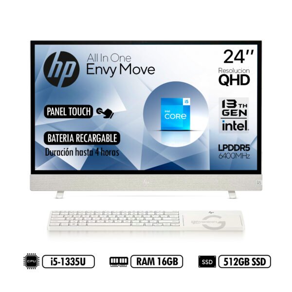 AIO PC ENVY MOVE 24-cs0003la QHD TOUCH INTEL I5-1335U RAM 16GB LPDDR5 512GB SSD BLANCO