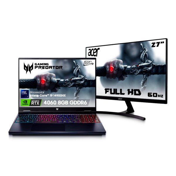 Combo Monitor & Portátil: Acer Predator Intel i9-14900HX, 16GB RAM, 1TB SSD, NVIDIA RTX 4060 8GB — foto 1 de 11
