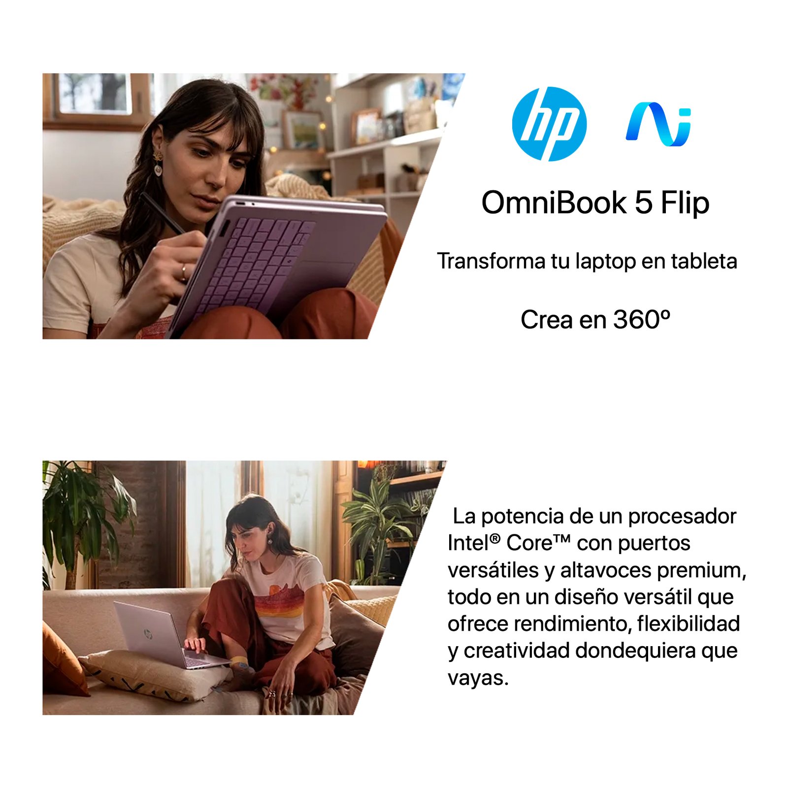 10 HP Omnibook 5 Flip | 2 en 1 | Táctil | Pantalla 14" 2K IPS | Core i5-120u | 16GB RAM | 512GB SSD - Imagen 8