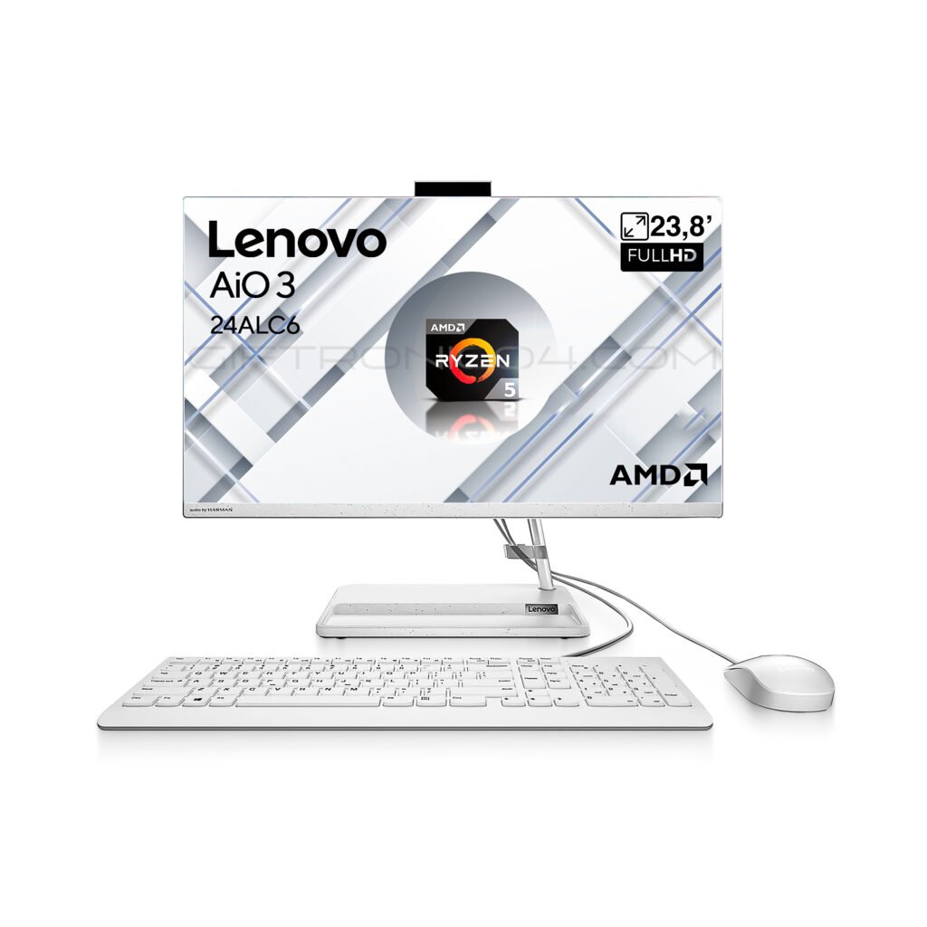 aio lenovo ideacentre aio 3 24alc6 | 23,8'' fhd | amd r5 7430u | 16gb ram 512gb ssd | blanco