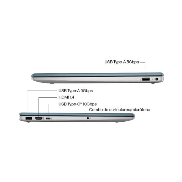 Portatil Hp 15-fd0234la | 15,6' FHD | Intel i3-N305 | 8GB RAM 512GB SSD | Azul - Plata — foto 5 de 7