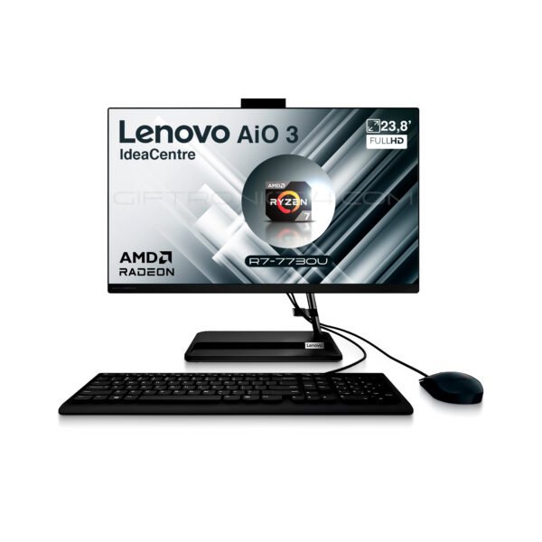 Aio Lenovo IdeaCentre AIO 3 24ALC6 | 23,8' FHD | AMD R7-7730U | 8GB RAM 512GB SSD | Negro
