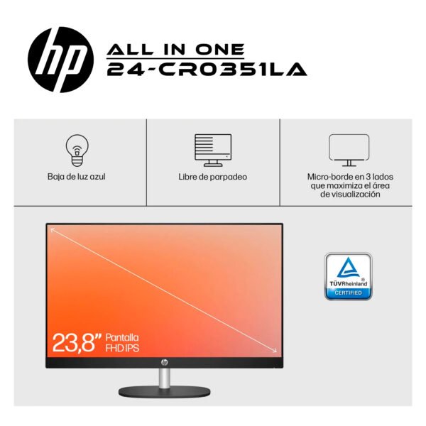 Computador Aio Hp 24-cr0351la | 23,8" FHD | Intel i5-1334U | 8GB RAM 512GB SSD | Negro — foto 5 de 7