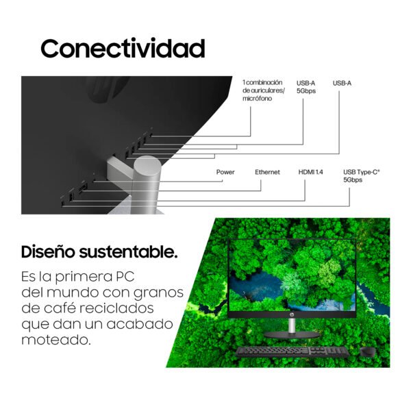 Computador Aio Hp 24-cr0351la | 23,8" FHD | Intel i5-1334U | 8GB RAM 512GB SSD | Negro — foto 6 de 7