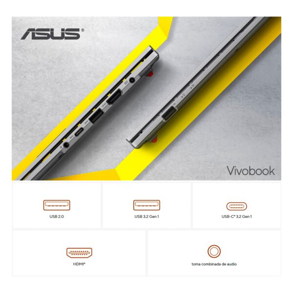 Portátil Asus VivoBook E1504F Full HD | AMD R3-7320U | 8GB RAM 512GB SSD | Silver — foto 7 de 9