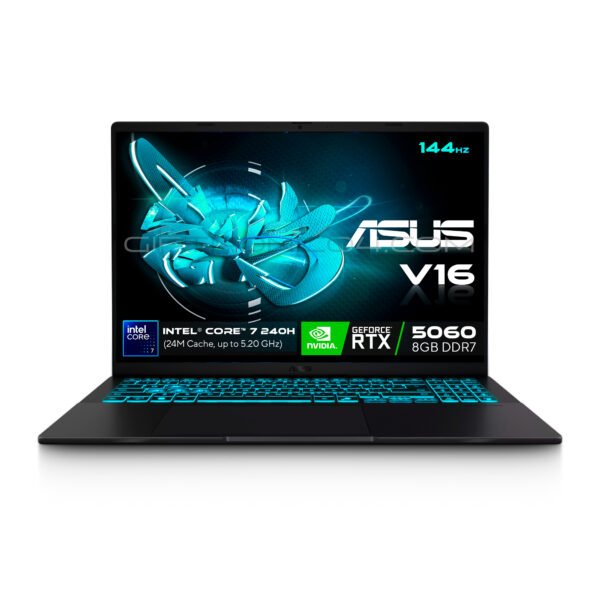 Portátil ASUS V16 Gamer | Intel Core 7-240H | 16GB RAM | RTX 5060 8GB | 1TB SSD | Negro Mate — foto 1 de 9