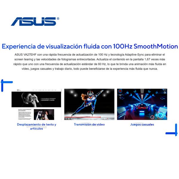 Monitor ASUS VA27EHF 27" IPS Full HD 100Hz, 1ms: Potencia y Fluidez. — foto 6 de 8