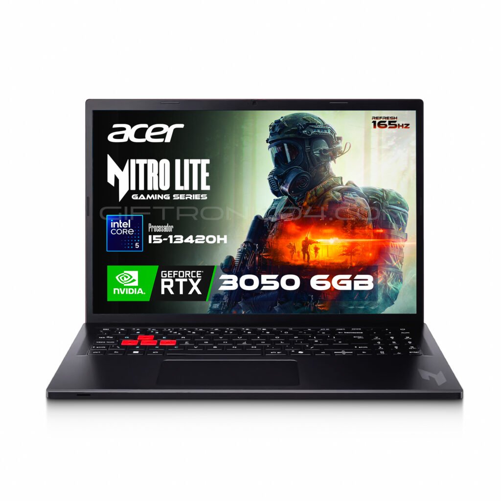 portátil gamer acer nitro lite 16" intel i5 13420h 16gb ram ddr5 512gb ssd rtx3050 6gb