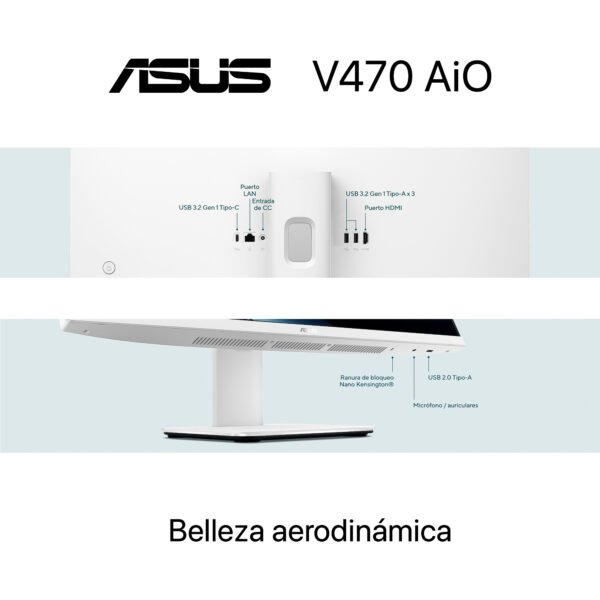 Computador Aio Asus V470VAK 27" Intel Core 5 210H RAM 16GB DDR5 512GB SSD - Blanco — foto 6 de 9