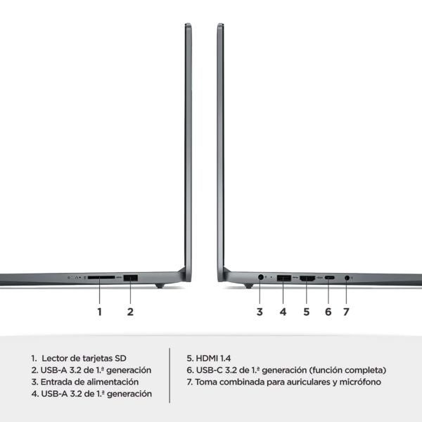 Portatil Lenovo Slim 3 15AMN8 | AMD Ryzen 3-30 Serie 10 | RAM 16GB DDR5 | 512GB SSD | Arctic Grey — foto 7 de 8