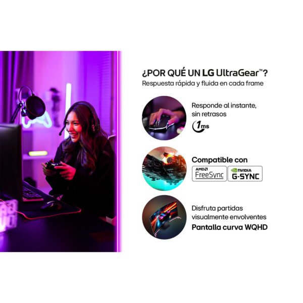 Monitor Curvo LG UltraGear 34G600A-B 34" WQHD 160Hz 1ms para Pro-Gamers — foto 5 de 10