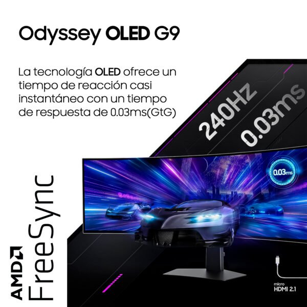 Monitor Samsung Odyssey G9 DQHD OLED 49" Curvo Ultra-Wide Negro — foto 3 de 13