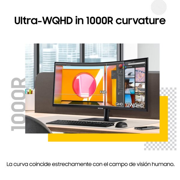 Monitor Samsung 34" Curvo WQHD S65 ViewFinity: Espacio y Precisión Profesional — foto 3 de 13
