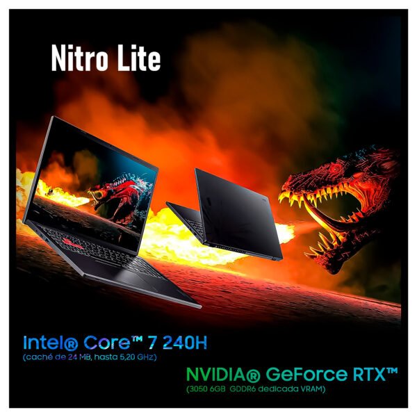Portátil Gamer Acer NITRO Lite | Intel Core 7-240H | RAM 16GB | 512GB SDD | RTX3050 6GB — foto 10 de 10