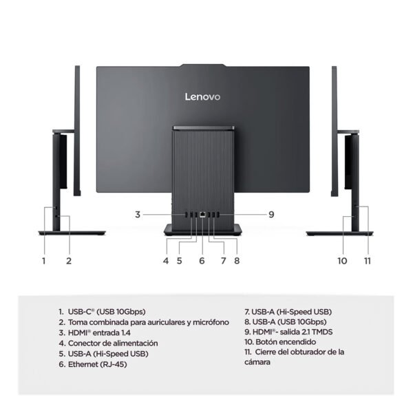 Computador Aio Lenovo IdeaCentre 27ARR9 | AMD R7-7735HS | 16GB RAM | 512GB SSD | Gris — foto 3 de 9