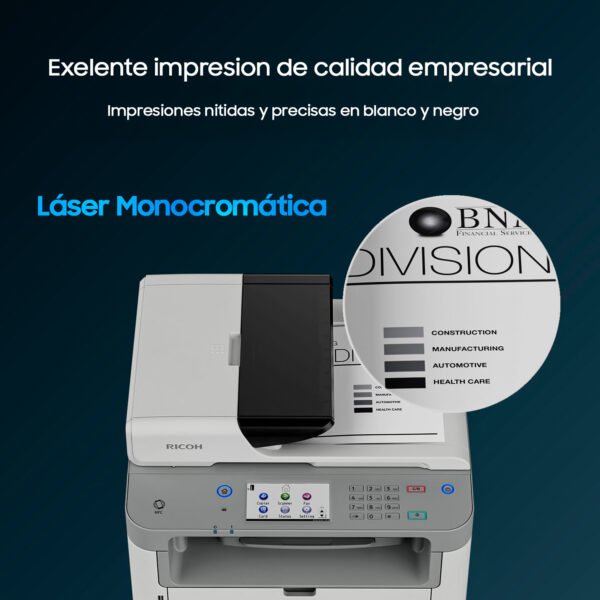 Impresora Multifuncional Láser Ricoh 132 MF Monocromática Print, Scan, Copy, Fax — foto 7 de 10