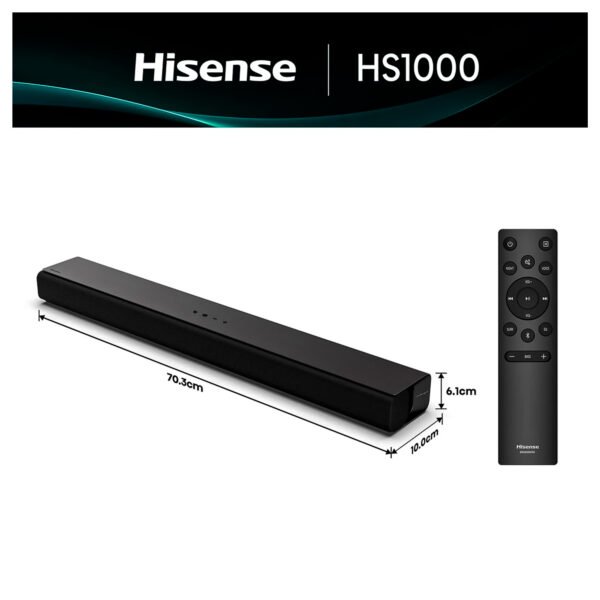 Barra de Sonido Hisense HS1000 120W con Bluetooth y Dolby Audio — foto 4 de 10