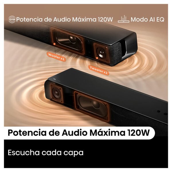 Barra de Sonido Hisense HS1000 120W con Bluetooth y Dolby Audio — foto 6 de 10