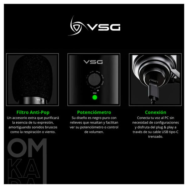 Micrófono Gamer USB VSG Omkara Profesional para Gaming y Podcast — foto 4 de 9