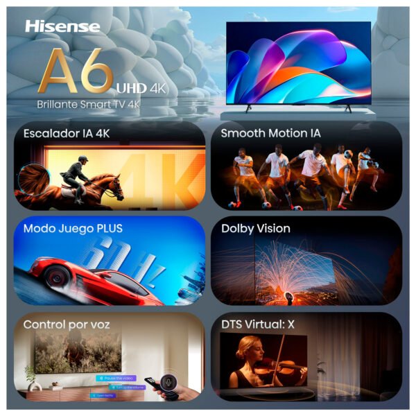 Televisor Hisense 50" Pulgadas 50A6S Smart TV 4K UHD con Google TV — foto 2 de 12